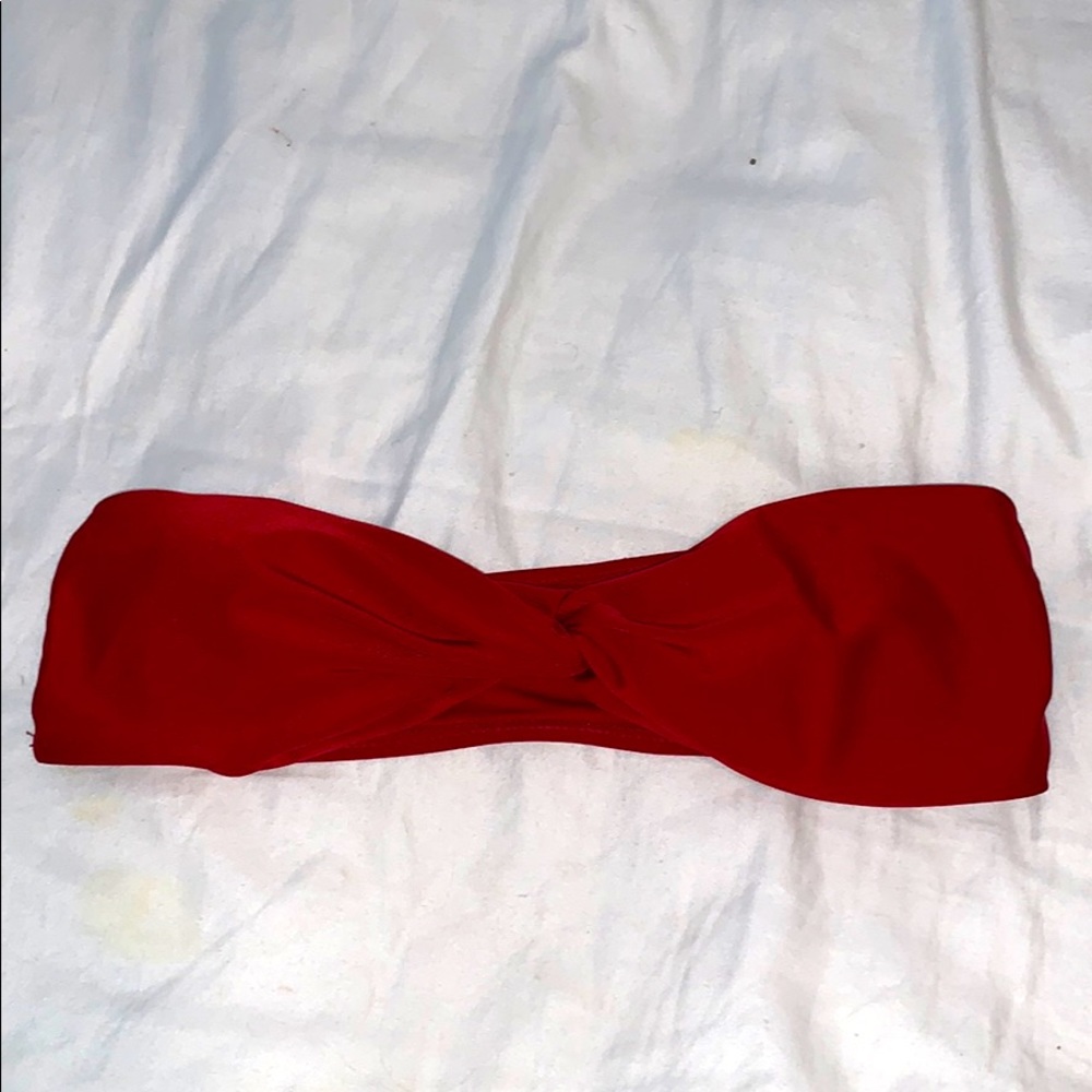 Burgundy Twist Bandeau bathing suit top